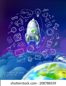 Start up, business infographics vector set