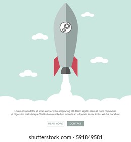 Start Up. Businessman rocket lift up. Concept business vector illustration