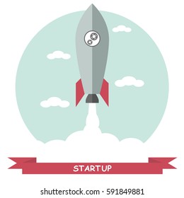 Start Up. Businessman rocket lift up. Concept business vector illustration