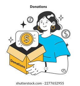 Start up' financing. Entrepreneur receiving money from donations for a new business project. Financial support and investitions of creative idea. Flat vector illustration