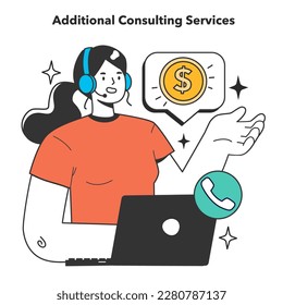 Start up' financing. Entrepreneur receiving money from additional consulting services for a new business project. Financial support and investitions of creative idea. Flat vector illustration