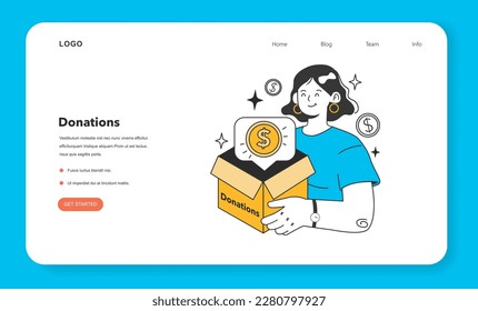 Start up' financing web banner or landing page. Entrepreneur receiving money from donations for a new business project. Financial support and investitions of creative idea. Flat vector illustration