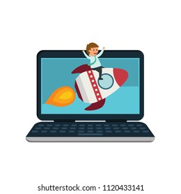 Start Up. Flat design modern vector illustration concept of new business project start-up development and launch a new innovation product on a market.