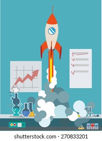 Start Up. Flat design modern vector illustration concept of new business project start-up  research laboratory