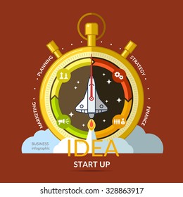 Start up. Income and success. Business infographics. Icons and illustrations for design, website, infographic, poster, advertising.