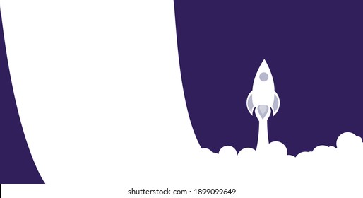 start up. launch of a rocket ship. horizontal layout banner. flat vector of rockets taking off. launching a business project.
