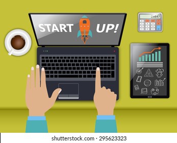 Start up, launching new business as concept