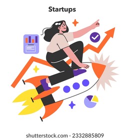 Start up. New business launching. Idea of project planning, promotion, management and marketing. Business development. Flat vector illustration