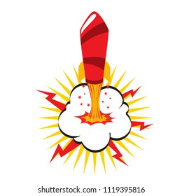 Start Up. Pop art rocket. Vector illustration