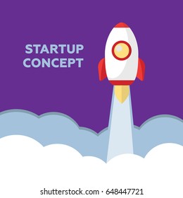 Start Up. Rocket ship. Flat design modern illustration concept of new business project start up 