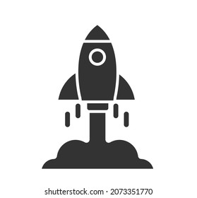 Start up, shuttle rocket line vector icon