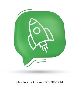 Start up, spaceship and rocket vector in speech bubble - Modern design
