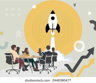 Start up. Starting business. Presentation. Discussion. Concept vector illustration.