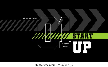 Start up, think different, abstract typography modern design slogan. Vector illustration graphics for print t shirt, apparel, background, poster, banner, postcard and or social media content.