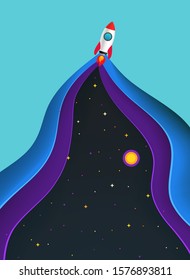 Start up. Vector illustration with speed rocket

