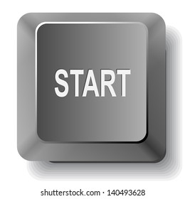 Start. Vector computer key.