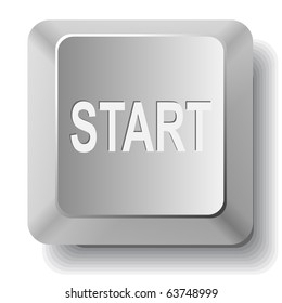 Start. Vector computer key.
