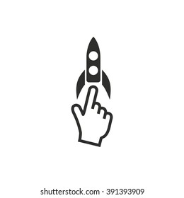 Start up   vector icon. Black  illustration isolated on white  background for graphic and web design.