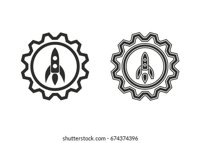 Start up vector icon. Black illustration isolated on white background for graphic and web design.