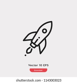 Start vector icon, rocket symbol. Linear style sign for mobile concept and web design. Start and rocket symbol logo illustration. vector graphics - Vector.