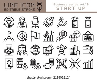 Iniciar conjunto de iconos vectoriales. Icono de línea modificable.