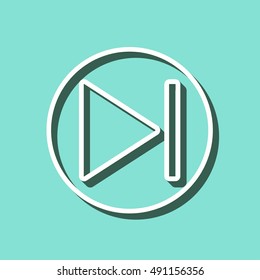 Start vector icon with shadow. White illustration isolated on green background for graphic and web design.