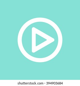 Start    vector icon. White  illustration isolated on green  background for graphic and web design.