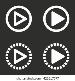 Start   vector icon. White illustration isolated on black background for graphic and web design.