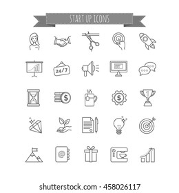 start up vector icons set