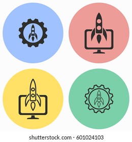 Start up vector icons set. Illustration isolated for graphic and web design.