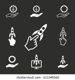 Start up vector icons set. Illustration isolated for graphic and web design.