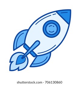 Start up vector line icon isolated on white background. Start up line icon for infographic, website or app. Blue icon designed on a grid system.