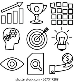 start up vector thin line icon set