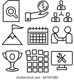 start up vector thin line icon set