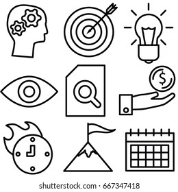 start up vector thin line icon set