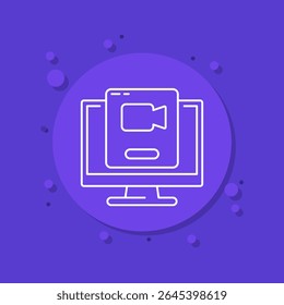 start video stream line icon, vector