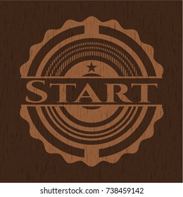 Start vintage wood emblem
