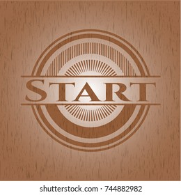 Start vintage wooden emblem