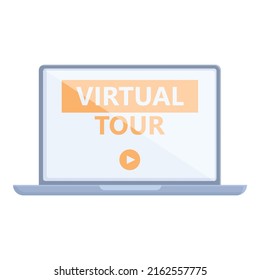 Start Virtual Tour Icon Cartoon Vector. Online Video. Gallery House