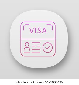 Start up visa app icon. Temporary residence permit. Travel document. Immigration. UI/UX user interface. Web or mobile applications. Foreign entrepreneurs visa. Vector isolated illustrations