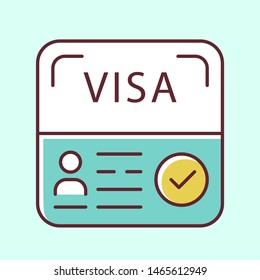 Start up visa blue color icon. Temporary residence permit. Travel document. Tourist paperwork. Immigration. Travel approval. Foreign entrepreneurs visa. Isolated vector illustration