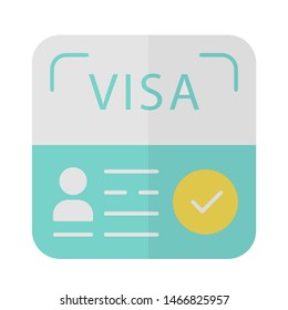 Start up visa flat design long shadow blue color icon. Temporary residence permit. Travel document. Tourist paperwork. Travel approval. Foreign entrepreneurs visa. Vector silhouette illustration