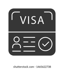 Start up visa glyph icon. Temporary residence permit. Travel document. Immigration. Travel approval. Foreign entrepreneurs visa. Silhouette symbol. Negative space. Vector isolated illustration