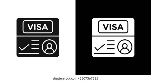 Start up visa icon flat line symbol set.