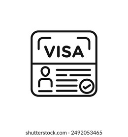 Start up visa icon outline collection in black and on white background