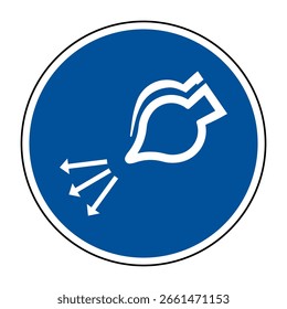 Start Water Spray in Launch Sequence — ISO 7010 M044 Eye Wash Station Safety Sign High-Quality Vector Graphic