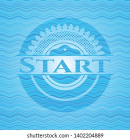 Start water wave representation badge background. Vector Illustration. Detailed.