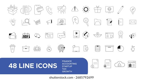 start up and web development icons in line style. Linear icon collection. Editable stroke