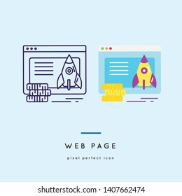 Start Up web page Line Icons in two style variations 
