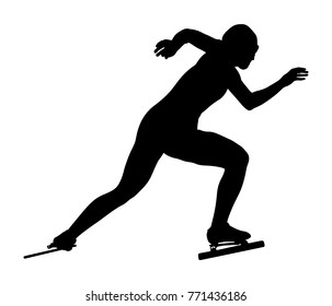 start women athletes speedskater black silhouette